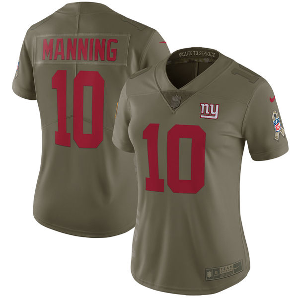 Women New York Giants #10 Manning Nike Olive Salute To Service Limited NFL Jerseys